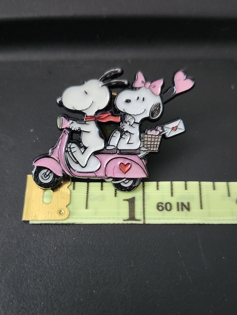 Peanuts Snoopy and Belle on a Pink Scooter Enamel Pin - Picture 3 of 4